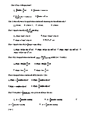 Kiểm tra 1 tiết môn Toán 12 - Phần Tích phân